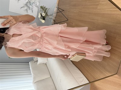 Cloe Pembe Renk Katlı Elbise 