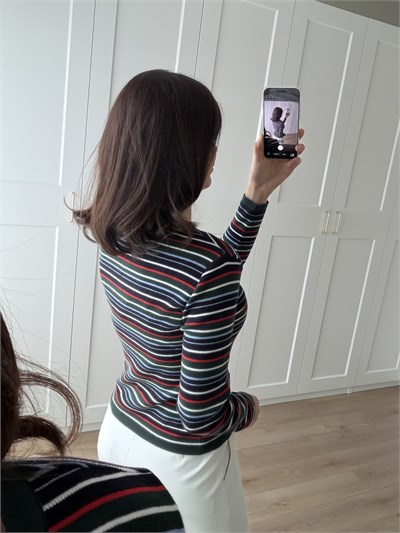 Çok Renkli Çizgili Triko 