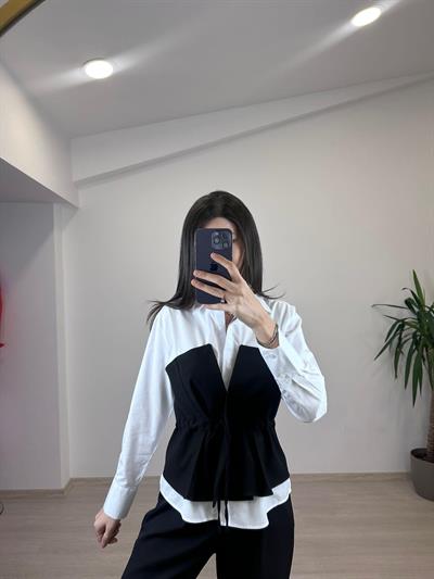 CONTE SİYAH KORSE DETAYLI GÖMLEK 