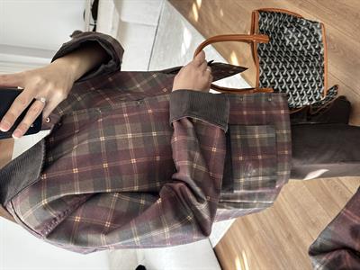 Cordy Bordo Ekose Ceket 