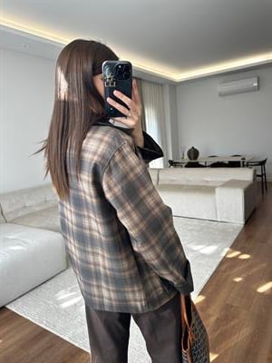 Cordy Kahve Ekose Ceket 