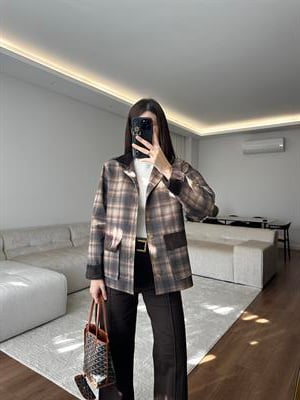 Cordy Kahve Ekose Ceket 