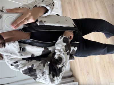 Cowhide Yumuşak Kürklü Deri Detaylı Ceket