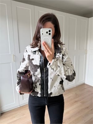 Cowhide Yumuşak Kürklü Deri Detaylı Ceket