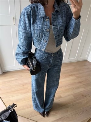Crocodile Desenli Denim Takım