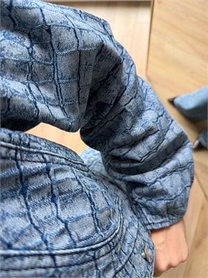 Crocodile Desenli Denim Takım