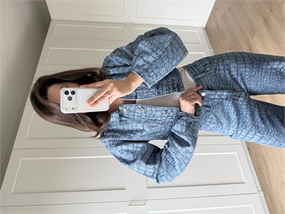 Crocodile Desenli Denim Takım
