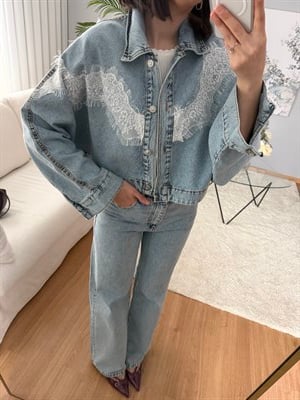 Dantel Denim Takım