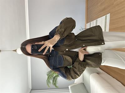 Denim Karışımlı Rüzgarlıklı Mont 