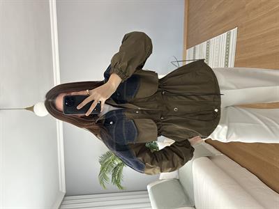 Denim Karışımlı Rüzgarlıklı Mont 