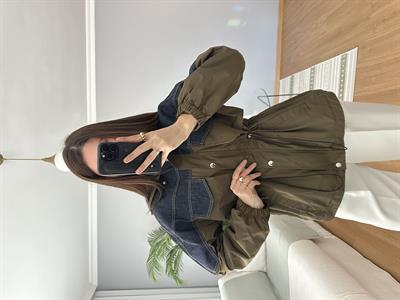 Denim Karışımlı Rüzgarlıklı Mont 