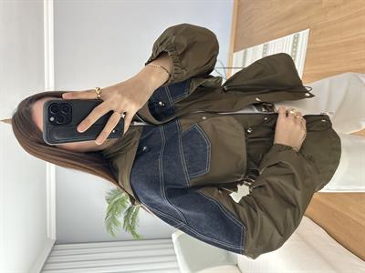 Denim Karışımlı Rüzgarlıklı Mont 