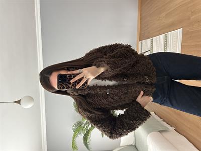 Deri Düğmeli Kıvırcık Teddy Ceket 