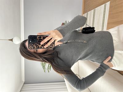 Dilvin İnce Fitilli Dik Yaka Triko