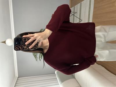Dilvin Kayık Yaka Bordo Triko