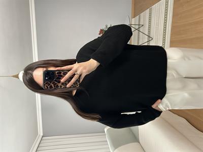 Dilvin Kayık Yaka Siyah Triko