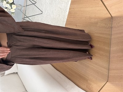 Degaje Yaka Pantolonlu Kahve Takım