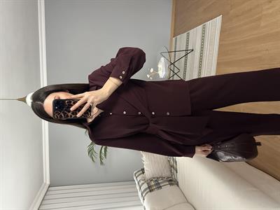 Eloria Önü Bağlamalı Bordo Renk Takım