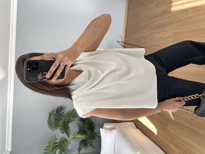 Esten Beyaz Degaje Bluz