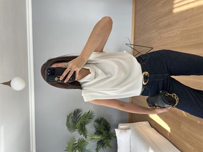 Esten Beyaz Degaje Bluz