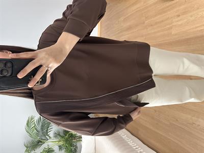 Fermuar Aksesuarlı Kahve Sweatshirt