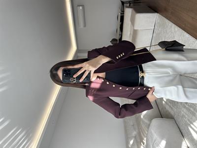Fit Kesim Kısa Bordo Ceket