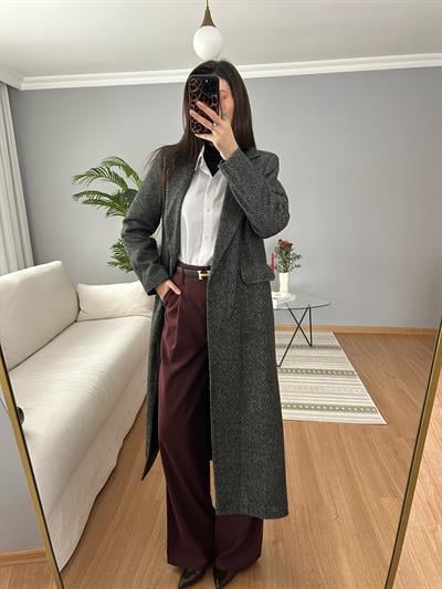 Füme Rengi Çizgili Meleni Kaban