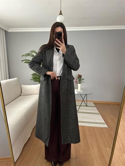 Füme Rengi Çizgili Meleni Kaban
