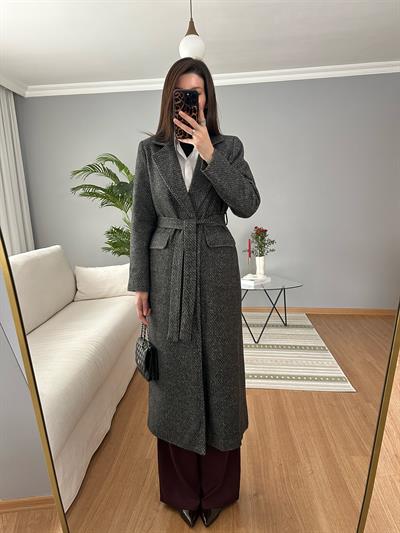 Füme Rengi Çizgili Meleni Kaban