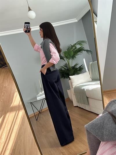 Geniş Paça Lacivert Pantolon