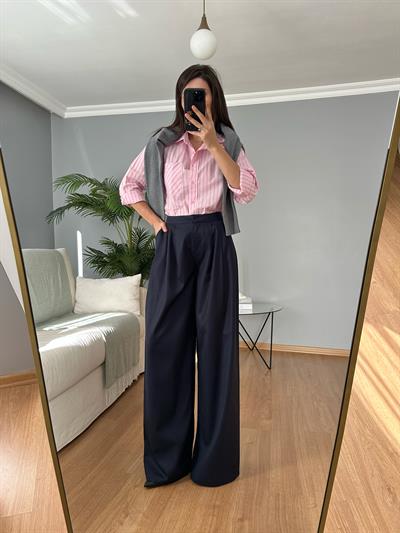 Geniş Paça Lacivert Pantolon