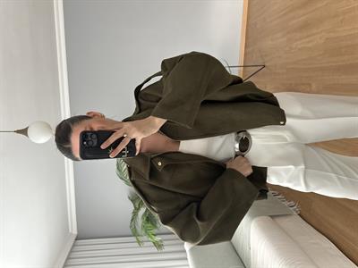 Haki Bomber Süet Ceket  