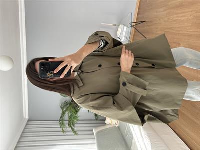 Haki Renk Panço Model Trençkot 