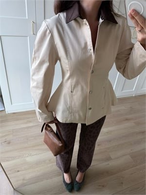 Hazel Bej Rengi Çan Kesim Ceket 