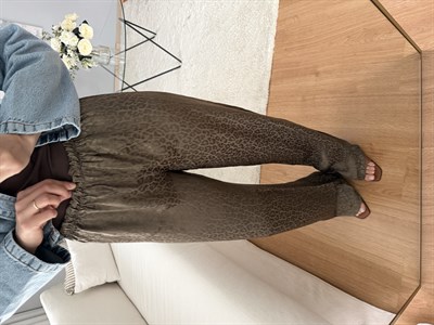 Jakarlı Haki Renk Beli Lastikli Pantolon