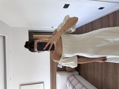 Jasmine Ekru Keten Elbise