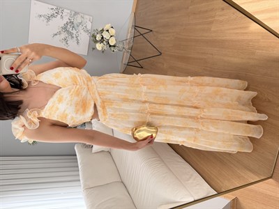 Jolie Yanları Pencereli Sarı Elbise 