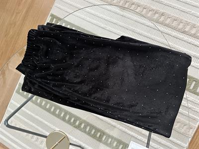 Bel Lastikli Taşlı Kadife Pantolon