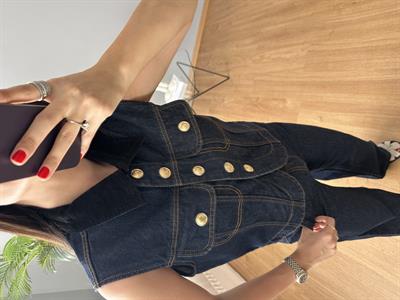 Kadife Yaka Denim Takım
