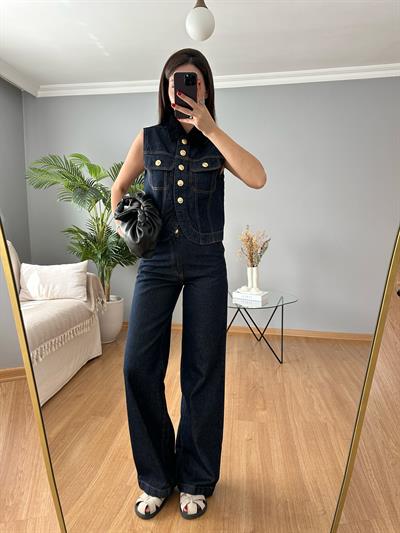 Kadife Yaka Denim Takım