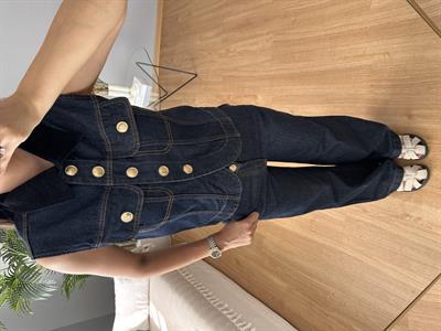 Kadife Yaka Denim Takım