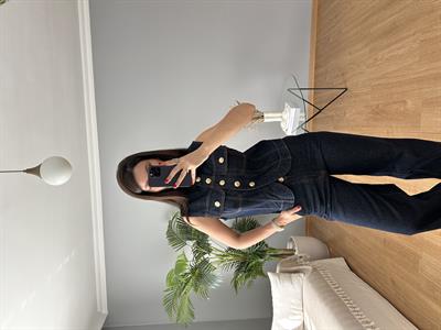 Kadife Yaka Denim Takım