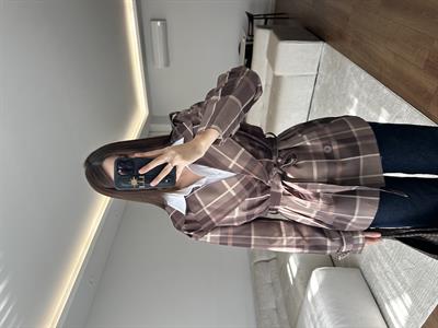 Kahve Rengi Ekose Trençkot
