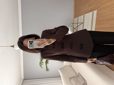 Kahve Rengi Mandarin Ceket