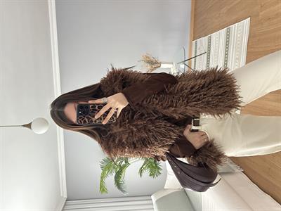 Kahve Rengi Saçaklı Yelek