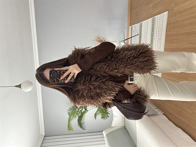 Kahve Rengi Saçaklı Yelek