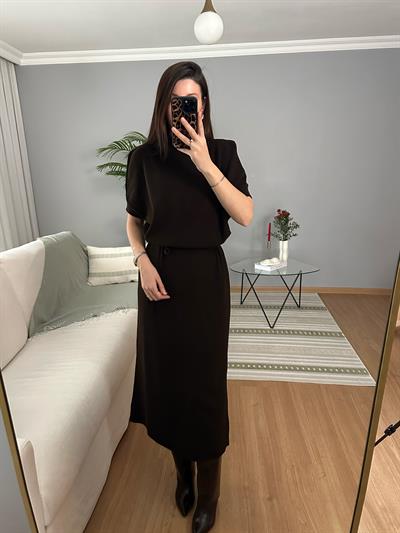 Kahve Rengi Triko Elbise 