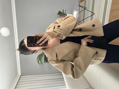 Kaşe Dokulu Camel Renk Kısa Kaban