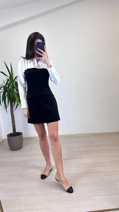 KATIA BEYAZ GÖMLEK DETAYLI ELBİSE 