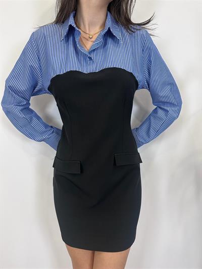 KATIA MAVİ GÖMLEK DETAYLI ELBİSE 